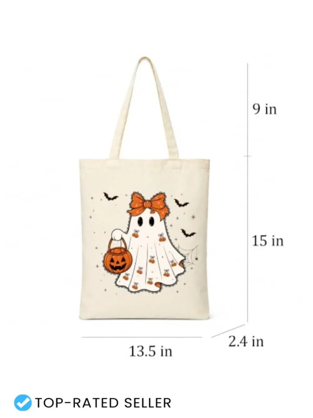 Halloween Tote Bag for Women Trick or Treat Canvas Shopping Shoulder Bag